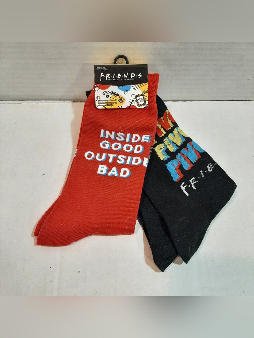 New Friends Multicolored Socks, 2 pk. Crew Socks, Adult Shoe Sizes 6-12
